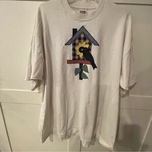 BEST Brand white t shirt with Bird House Appliqué 3X  (#21)